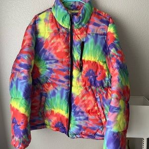 Forever 21 Tie Dye Puffer Coat